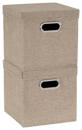 Storage Bins With Lids and Chromed Grommet Handles, Brown