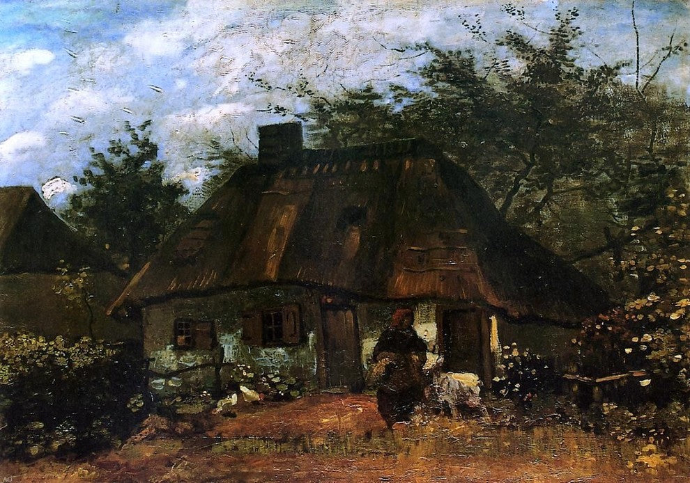 Vincent Van Gogh The Cottage and Woman With Goat Wall Decal