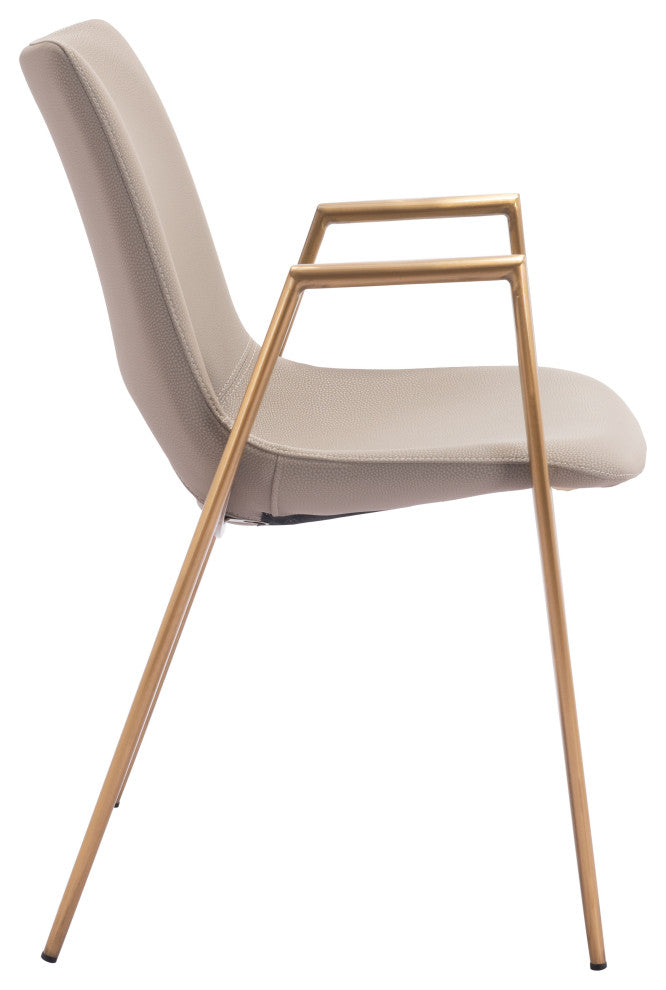 Desi Dining Chair, Set of 2 Beige/Gold
