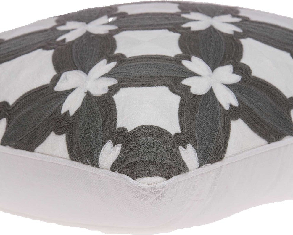 20" X 7" X 20" Transitional Gray And White Pillow Cover With Poly Insert