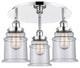 Canton-3 Light 18" Flush Mount-Polished Chrome, Seedy Glass Shade