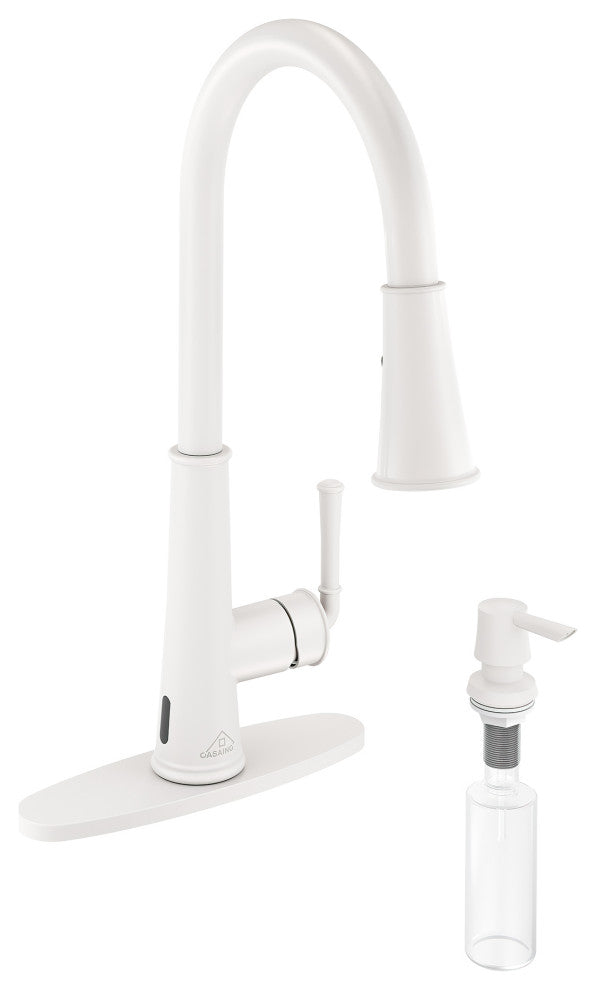 Single-Handle Pull Down Sprayer Kitchen Faucet with Touchless Sensor, Matte White