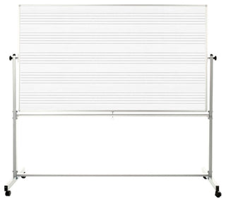 Luxor Reversible Mobile Magnetic 72"x48" Magnetic Music Whiteboard