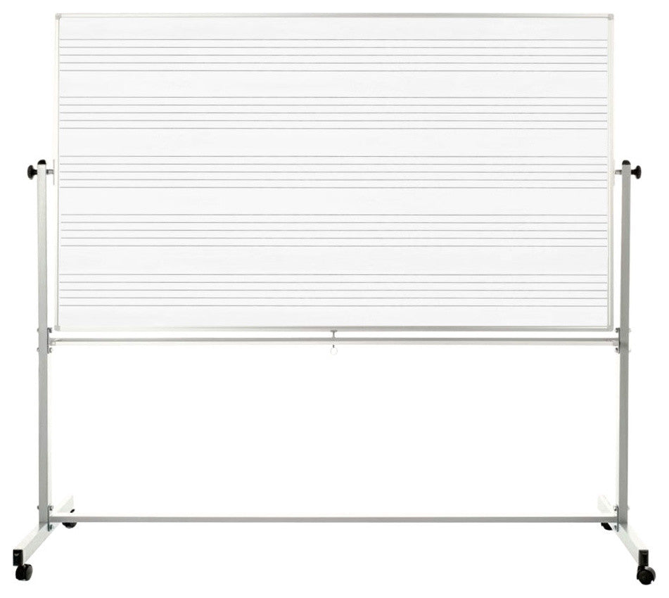 Luxor Reversible Mobile Magnetic 72"x48" Magnetic Music Whiteboard