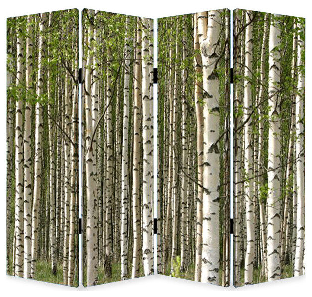 84" X 84" Multi Color Wood Canvas Prolific Forrest  Screen