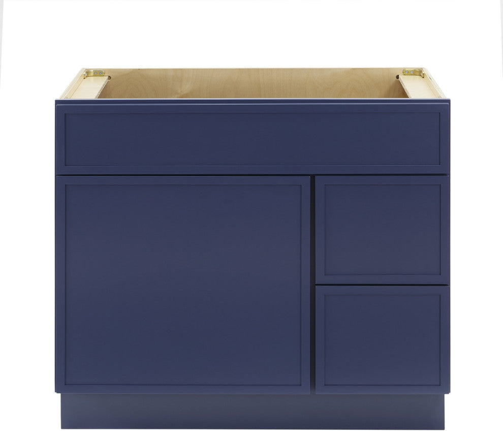 Vanity Art Birch Plywood Single Base Storage Cabinet, Blue, 36 Inch (Right Side Drawers)