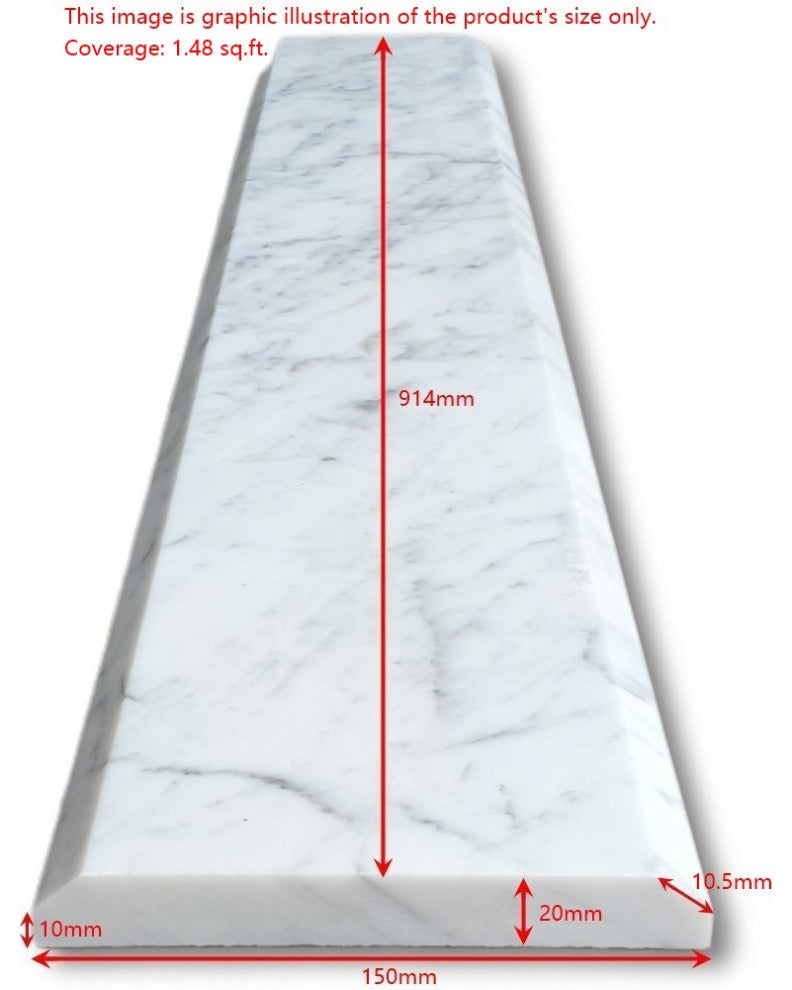 Nero Marquina Black Marble 6x36 Saddle Threshold Beveled Tile Honed, 1 piece