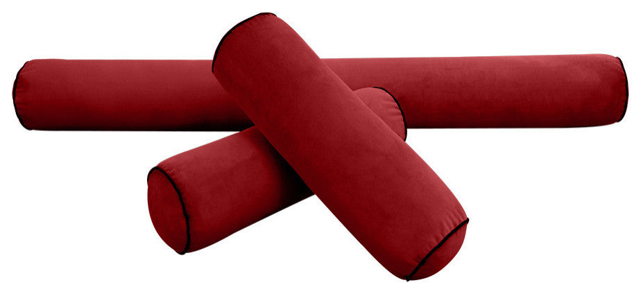 STYLE V6 Full Velvet ContrastPipe Indoor Daybed Bolster Pillow |COVER ONLY|AD369