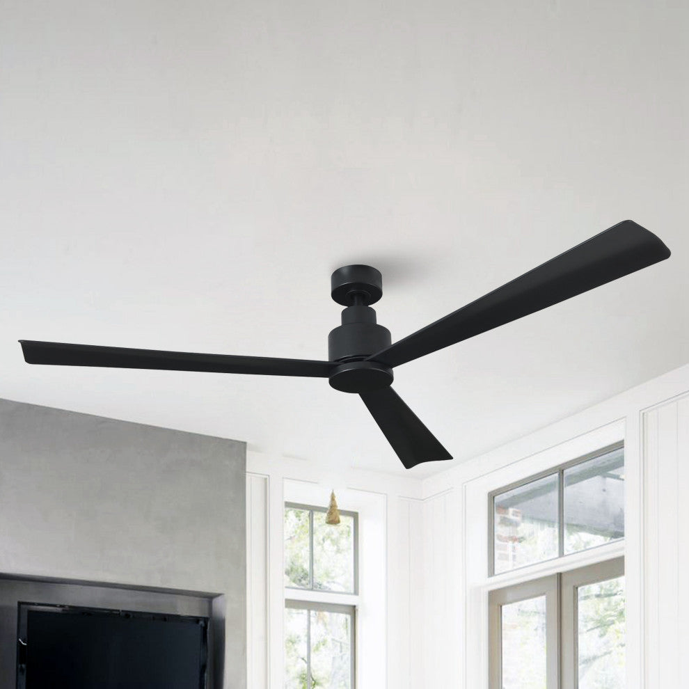 52 in. Modern Ceiling Fan with Reversible DC Motor,Six Speeds,Black