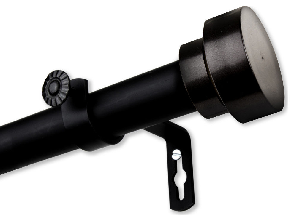 Bonnet 1" Curtain Rod, Black, 18-28"