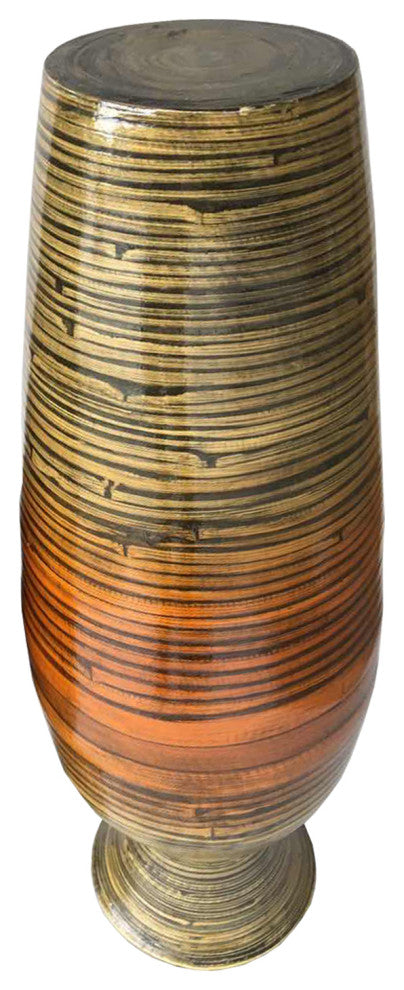 HomeRoots 25" High Black And Gold Spun Bamboo Floor Vase