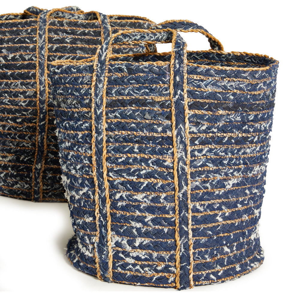 Denim Round Baskets, Set of 3