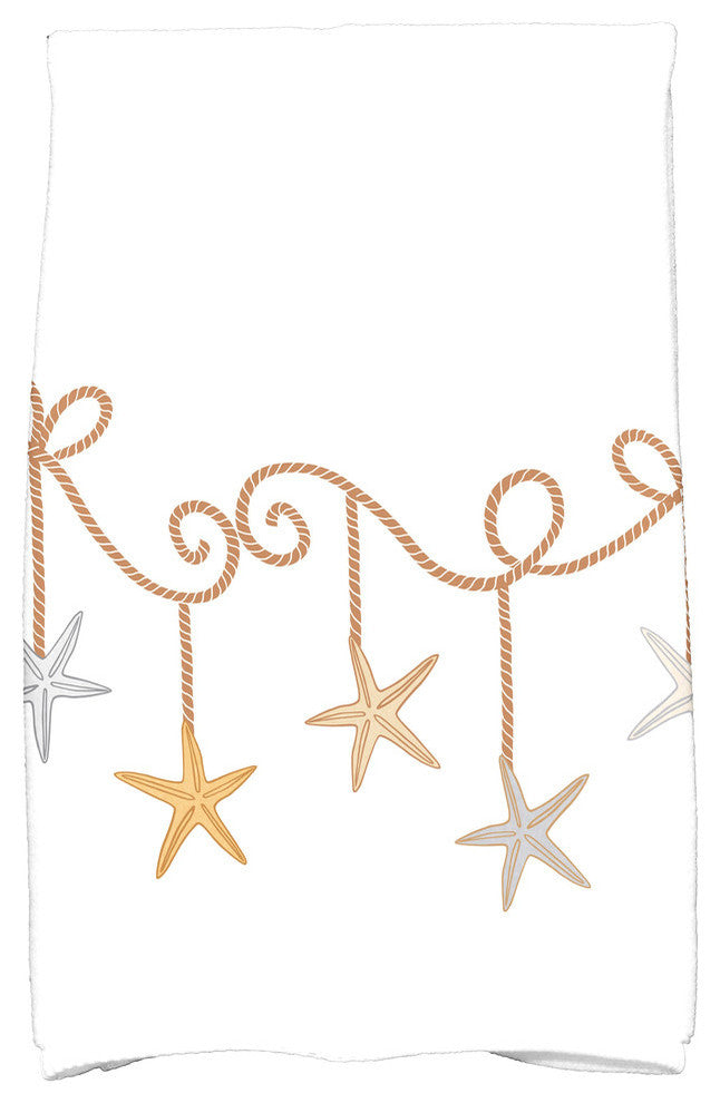 Starfish Ornaments Decorative Holiday Geometric Print Hand Towel, Gold