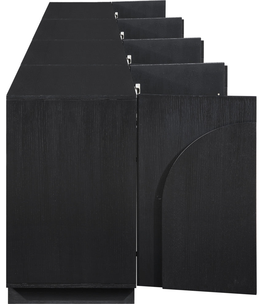 Navona Oak Veneer Sideboards / Buffet, Black, 4pc