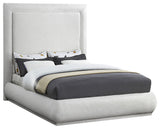 Brooke Linen Textured Fabric Upholstered Bed, Cream, King