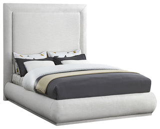 Brooke Linen Textured Fabric Upholstered Bed, Cream, King