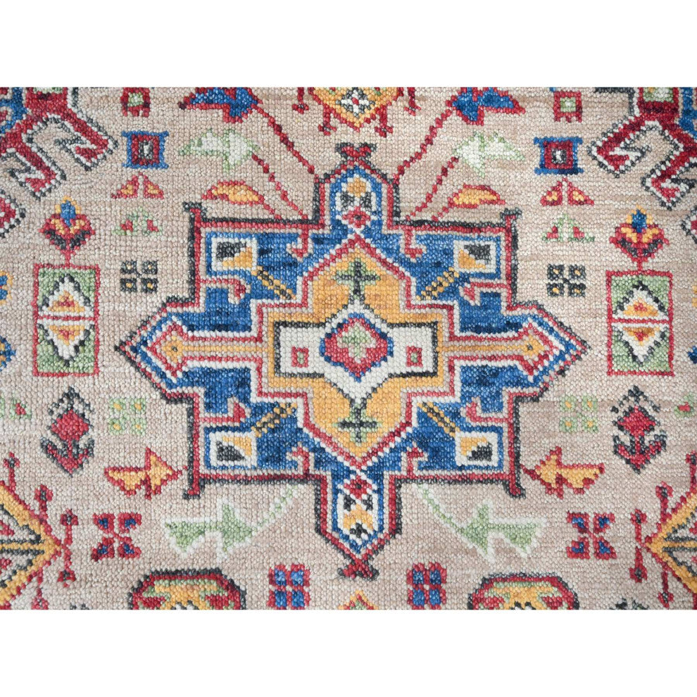 Buttery Brown Geometric Design Wool Hand Knotted Oversized Rug, 11'9"x14'10"