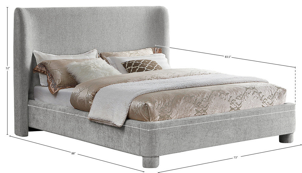Penny Bed, Gray, Queen, Chenille Fabric
