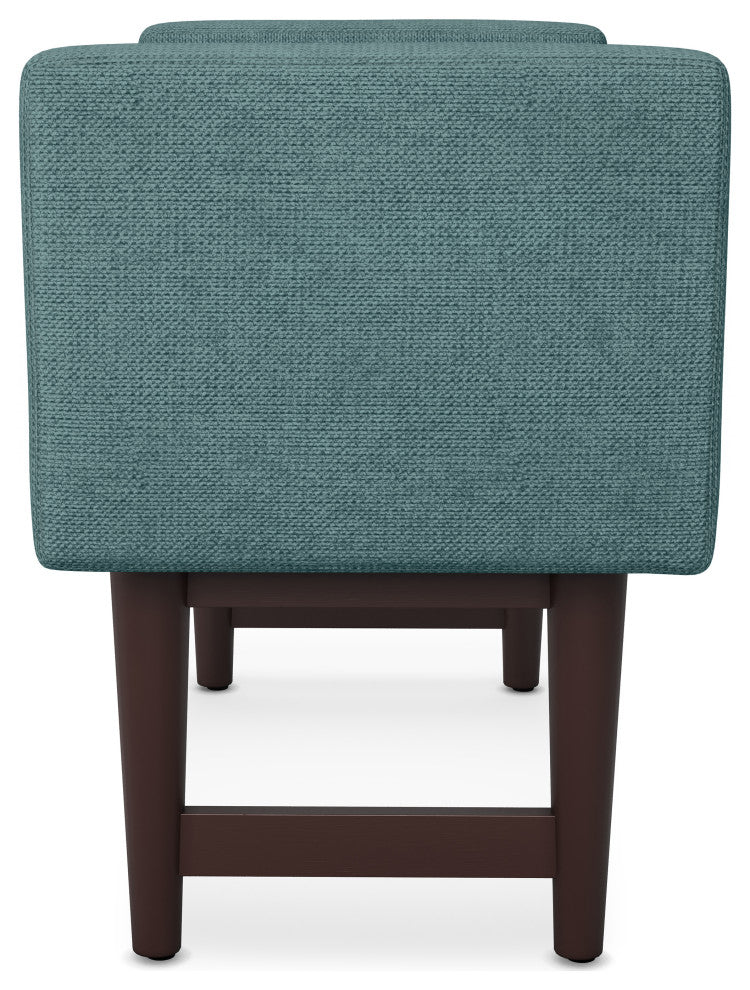 Scott Solid Hardwood Small Ottoman Bench, Smoky Teal