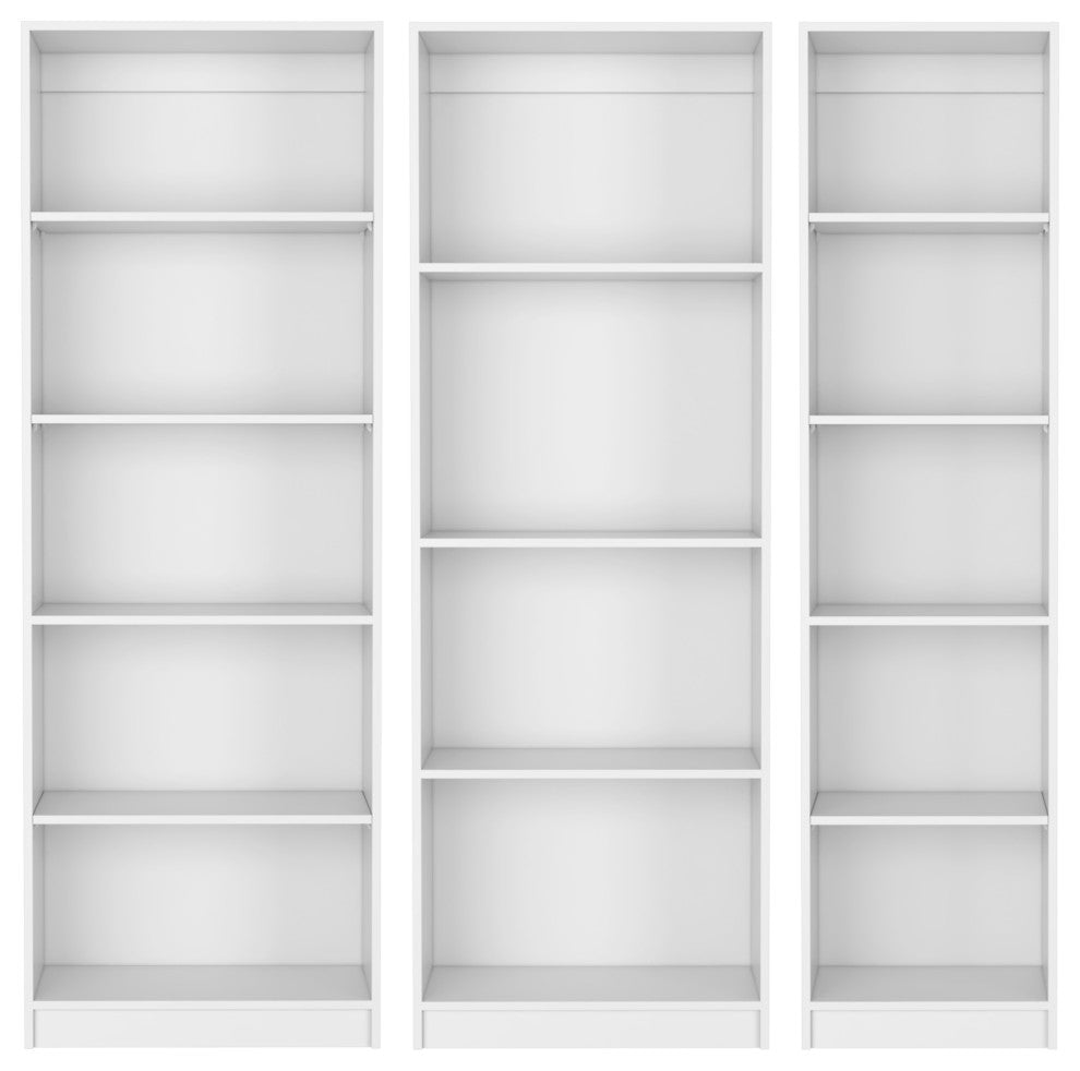 Clawson 4 Piece Living Room Set with 4 Bookcases, White