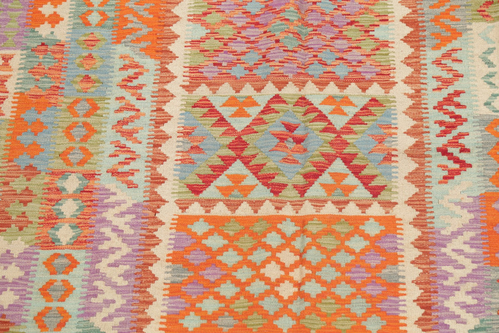 Southwestern Kilim Oriental Traditional Hand-Woven Turkish Area Rug, 9'8"x6'3