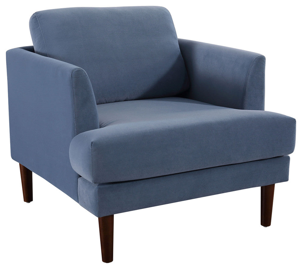 Minae Modern Contemporary Velvet Armchair, Blue