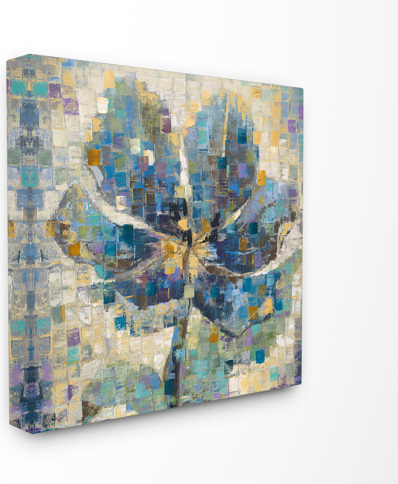 Magnolia Grid Squares Stretched Canvas Wall Art, 17x17