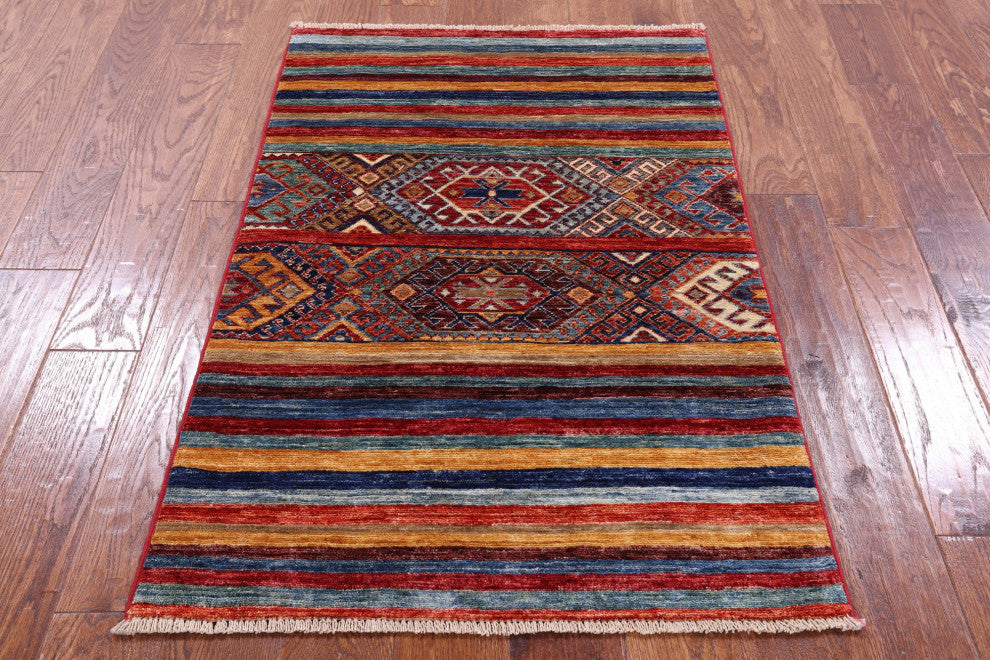 2' 8" X 4' 0" Super Kazak Khorjin Hand-Knotted Rug Q11002
