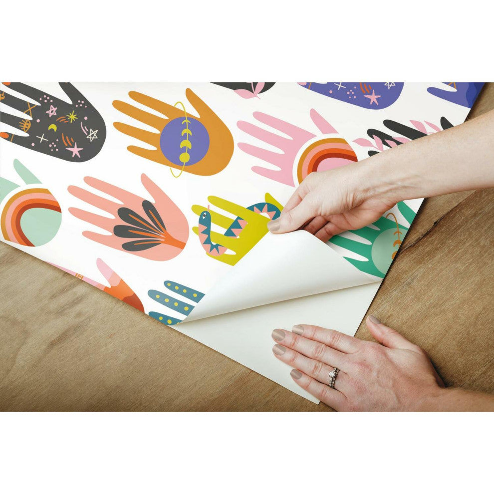 White & Purple Hamsa Peel & Stick Wallpaper