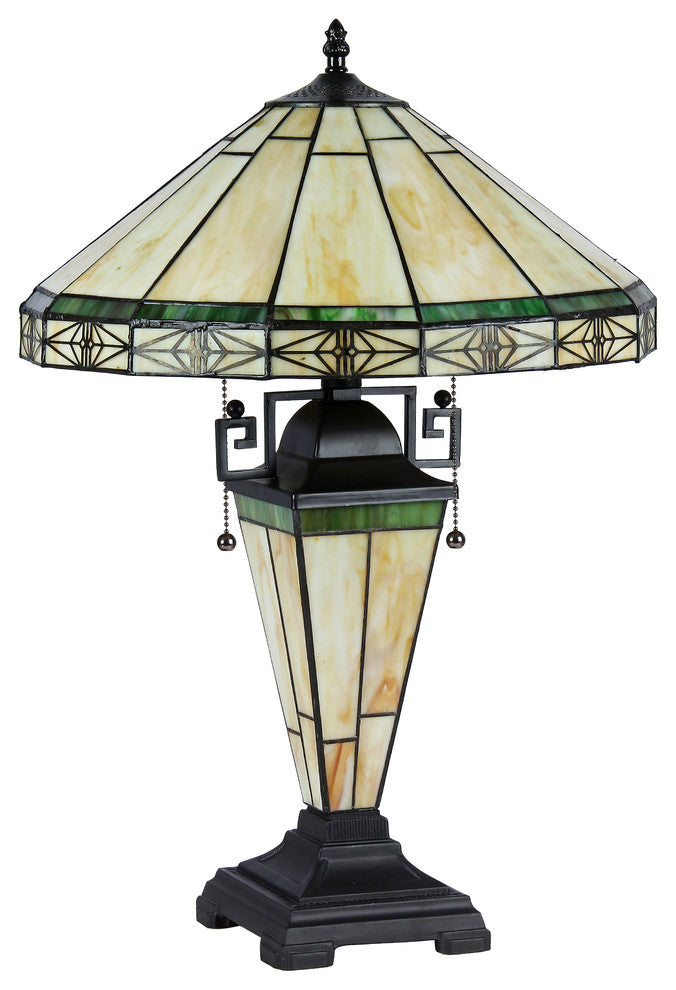 BELLE Tiffany-style 3 Light Mission Double Lit Table Lamp 16inches Shade