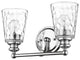 Silver Metal and Pebbled Glass Two Light Wall Light