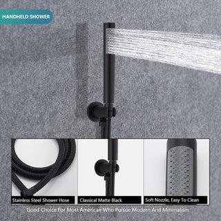 10 inch Wall-Mounted Round Completed Shower System with Handheld Shower, Matt Bl