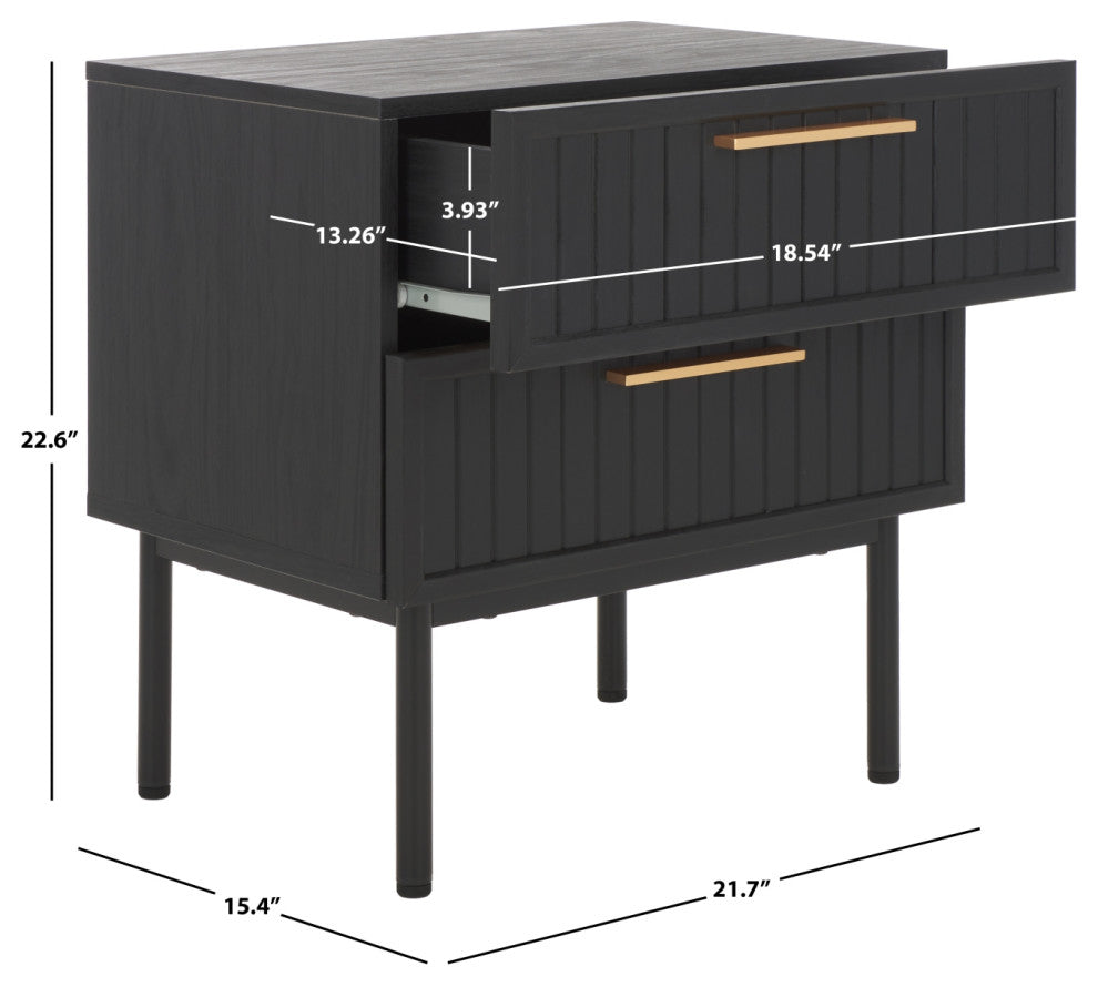 Safavieh Axelle 2 Drawer Nightstand, Black