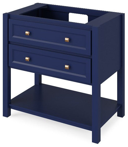 Adler Transitional 36" Hale Blue Vanity, Steel Grey Cultured Marble Vanity Top