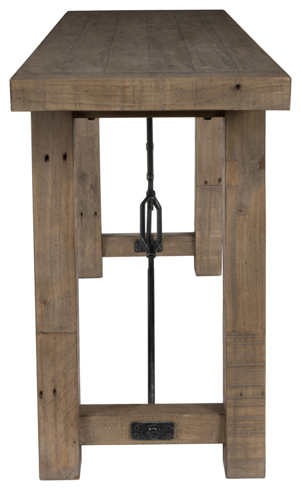 Benzara BM203611 Reclaimed Wood Console Table With Grains, Weathered Gray