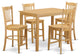 Yagr5-Oak-W 5 Pc Dining Counter Height Set -Pub Table And 4 Counter Height Stool