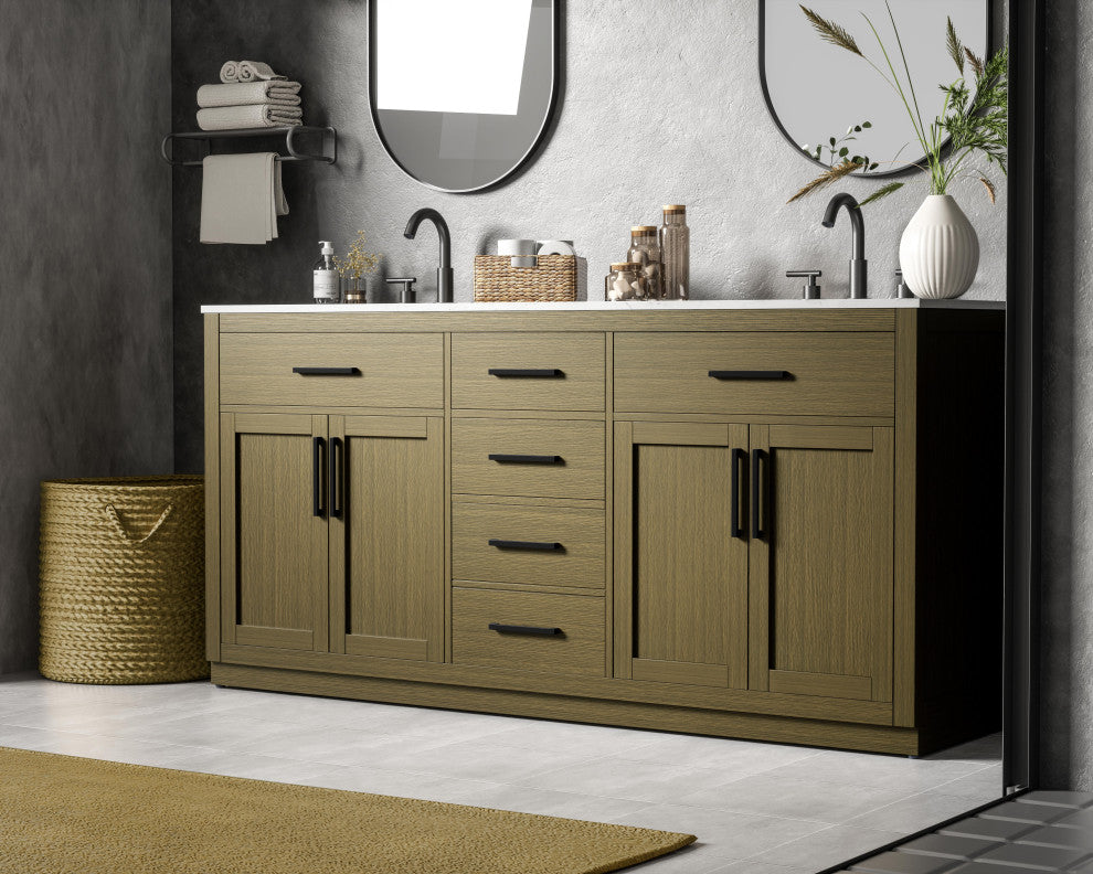 Home Living 72" Double Bathroom Vanity, Chestnut Brown