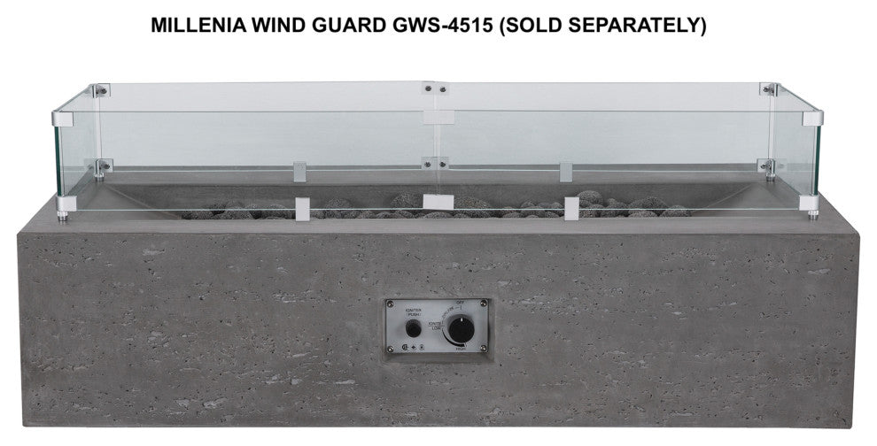 45"x15" Glass Wind Guard for Rectangular Fire Tables