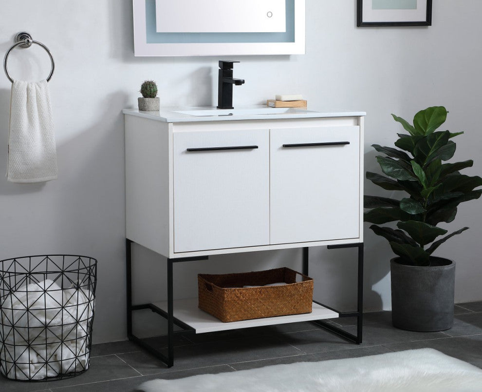 30" Single Bathroom Vanity, White