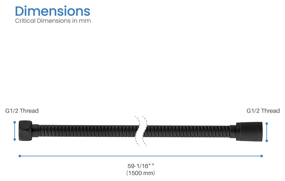 59" Metal Shower Hose, Matte Black