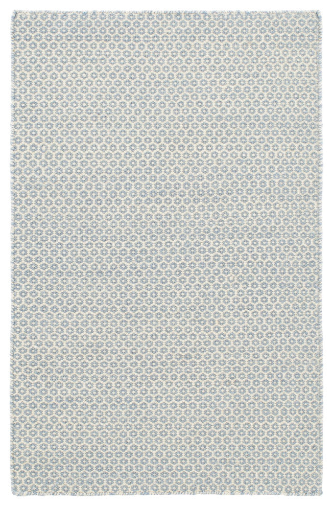 Dash & Albert Honeycomb French Blue/Ivory Handwoven Wool Rug, Blue, 2'6" x 8'