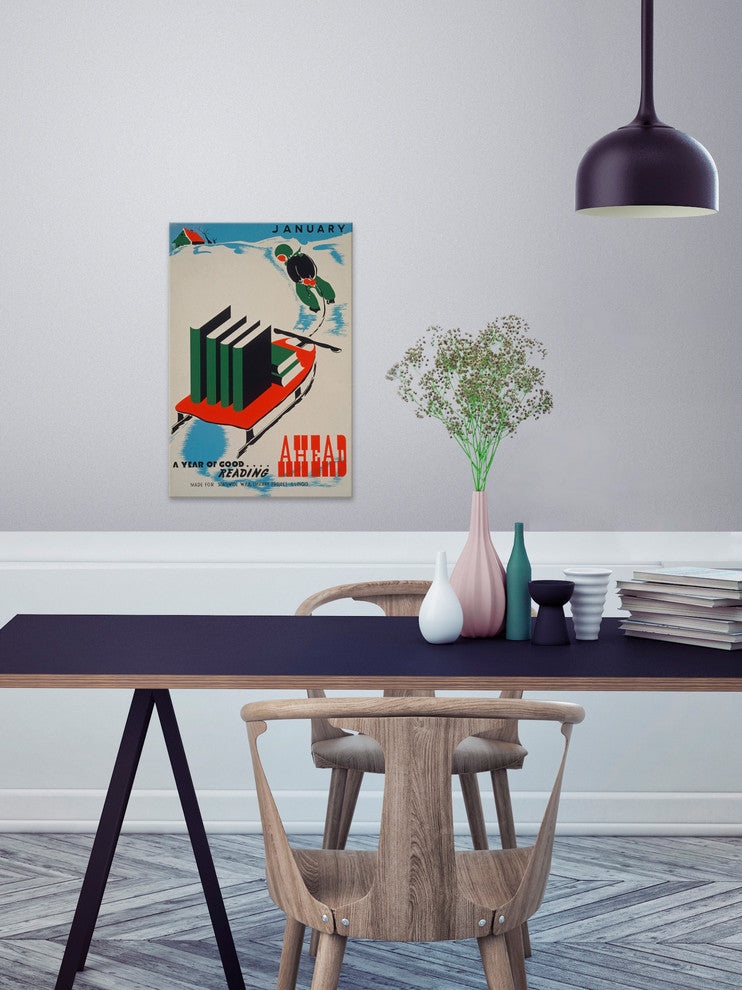 "Good Reading Ahead" Painting Print on Wrapped Canvas, 20"x30"
