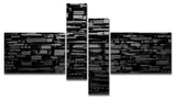 Black 3D Geometric Background, Abstract Canvas Art Print, 60"x32", 4 panels