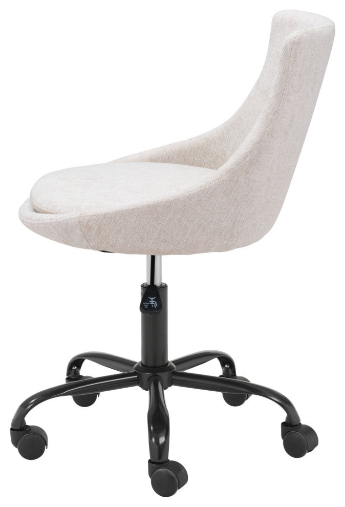 Computer Work Chair, Steel Metal, Fabric, Beige, Black, Home Business Office