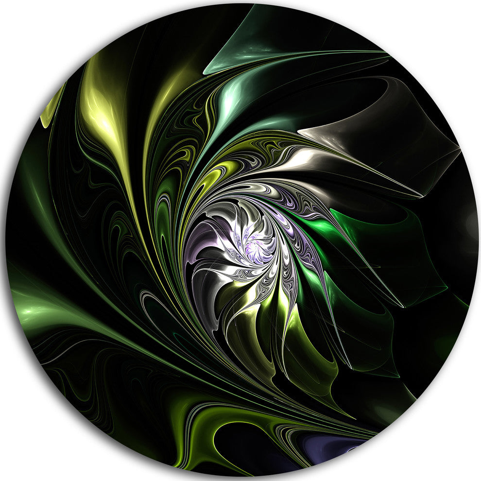Multi-Colored Green Stained Glass, Floral Round Metal Wall Art, 36"