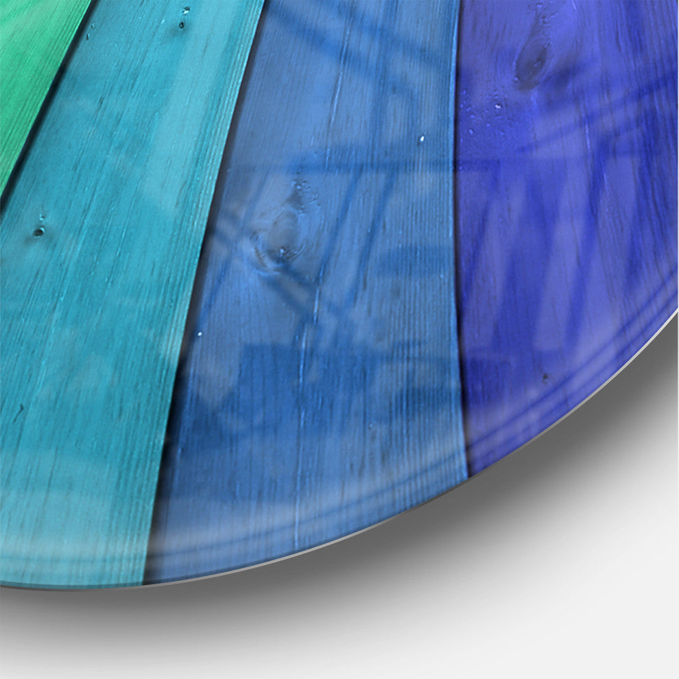 Rainbow Colors On Wooden Oversized Modern Metal Clock, 23"x23"
