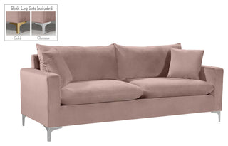 Naomi Velvet Upholstered Sofa, Pink