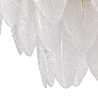 Lily 7-Light Brushed Shiny Brass Glass Feather-shaped Flush Mount