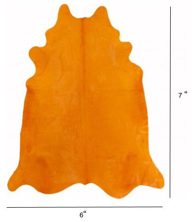 6 Ft Vibrant Orange Stenciled Cowhide Rug