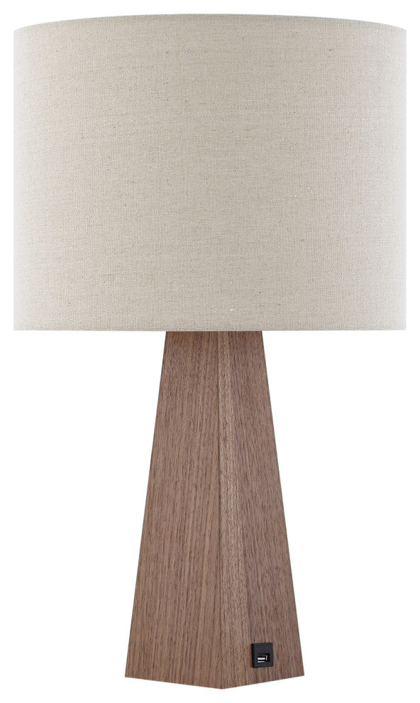 Inspired Home Iona Table Lamp, USB Charger, Beige